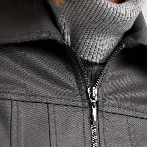 WHBM WASHABLE! Seamed Coated Denim Moto Jacket Leather Look Stretchy Moonwalk 14 - Picture 5 of 12